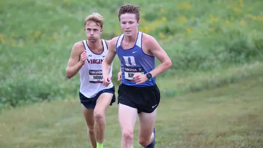 Freshman Zach Kinne racing in the 8k Cavalier Classic
