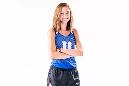 Duke Women's Cross Country student athletes in studio. Durham, NC. - August 21, 2019