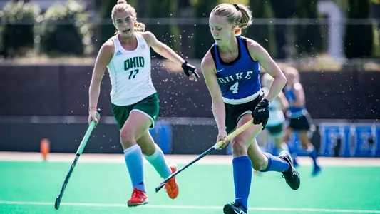 Leah Crouse dribbling past a defender against Ohio.