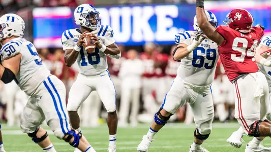 Redshirt senior QB Quentin Harris looks to make a pass during Saturday's contest with Alabama