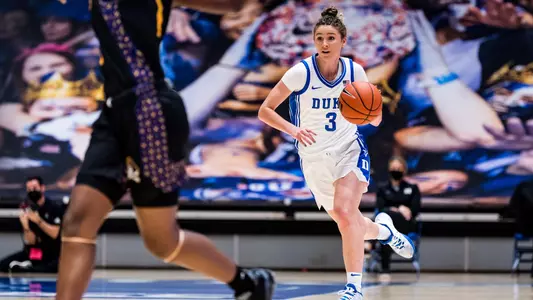 Duke Women’s Basketball take on East Carolina University iat Cameron Indoor Stadium in Durham, NC. December 5, 2020 - Reagan Lunn / Duke Athletics