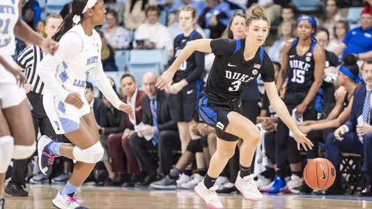 Duke Women’s Basketball takes the University of North Carolina Tarheels at Carmichael Arena in Chapel Hill, North Carolina on March 1, 2020.