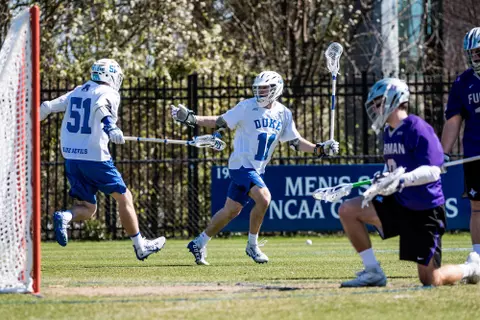 Duke Men's Lacrosse takes on Furman University at Koskinen Stadium in Durham, NC.- March 1, 2020