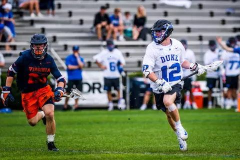 Duke Men’s Lacrosse takes on the Virginia Cavaliers at Koskinen Stadium in Durham NC, on April 13th, 2019.
