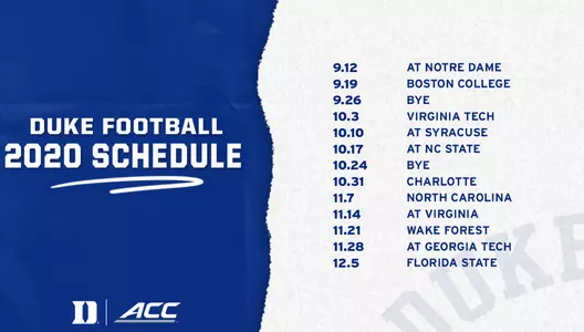 The ACC announced Duke's amended football schedule for the upcoming 2020 season.