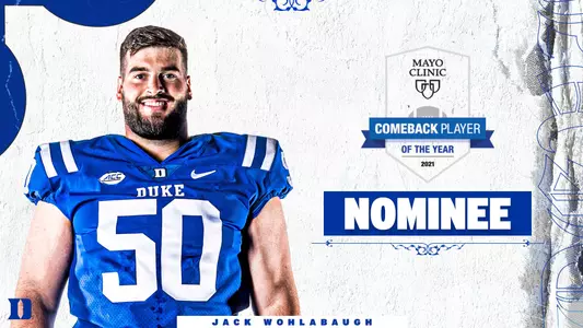 Jack Wohlabaugh was named a nominee for the Mayo Clinic Comeback Player of the Year Award