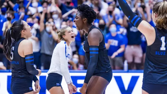 Duke Volleyball take on the Miami University of Ohio Redhawks at Cameron Indoor Stadium in Durham, NC on September 3, 2021.