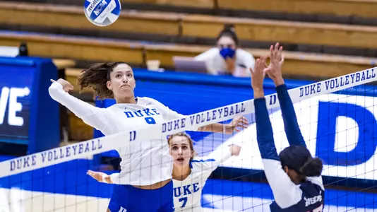 Duke Volleyball take on the Miami University of Ohio Redhawks at Cameron Indoor Stadium in Durham, NC on September 3, 2021.