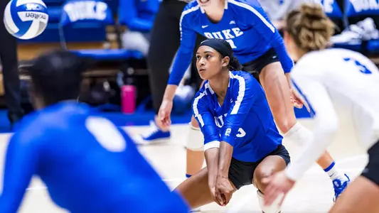 Duke Volleyball take on the University of Louisville Cardinals at Cameron Indoor Stadium in Durham, NC on October 31, 2021.