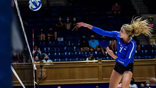 Duke Volleyball take on the College of Charleston at Cameron Indoor Stadium in Durham, NC on September 4, 2021.
