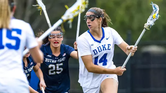 Duke Women’s Lacrosse takes on the University of Notre Dame Fighting Irish  at Koskinen Stadium in Durham, North Carolina on March 28, 2021.