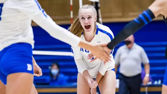 Duke Volleyball take on the North Carolina Central University Eagles at Cameron Indoor Stadium in Durham, NC on September 17, 2021.