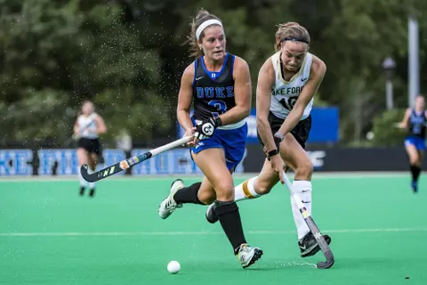 Duke Field Hockey takes on the Wake Forest University Demon Deacons at the Williams Field at Jack Katz Stadium on September 17, 2021 at Durham, North Carolina.