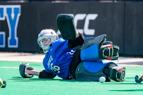Duke Field Hockey takes on Syracuse University Orange at the Turf Field on October 16, 2021 at the Williams Field at Jack Katz Stadium on October 16, 2021 at Durham, North Carolina.