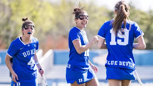 Duke Women’s Lacrosse takes on the Liberty University Flames at Liberty Lacrosse Field in Lynchburg, Virginia on March 29, 2022.