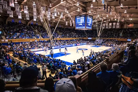 The Cameron Indoor Stadium crowd cheers on the 2019 Duke women's basketball team