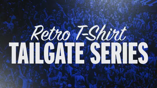 Graphic promoting Duke Athletics' 2023 Retro T-Shirt Tailgate Series marketing campaign