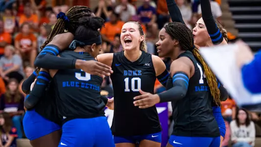 Emma Worthington celebrates at Clemson