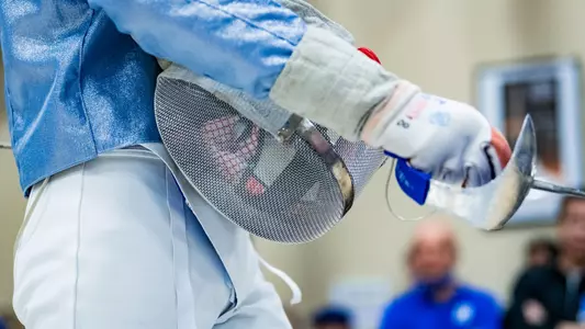 Duke Fencing poses with gear