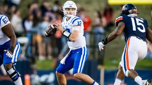 Grayson Loftis looks downfield against Virginia
