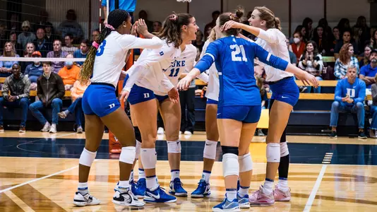Duke celebrates a point at Virginia