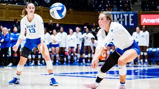 Gracie Johnson digs a ball against Wake Forest