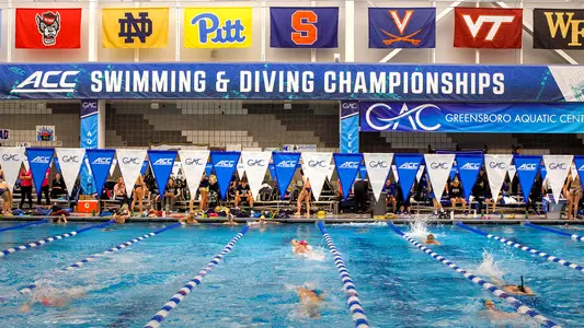 A view of the pool from the 2022-23 ACC Swimming & Diving Championships in Greensboro, NC.