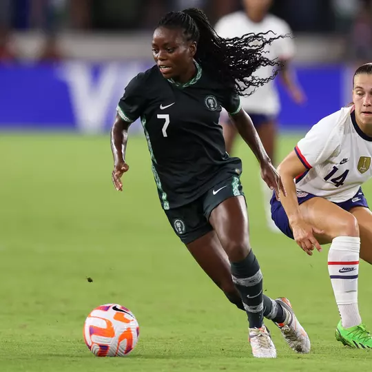 Former Duke women's soccer player Toni Payne competes for the Nigerian national team.