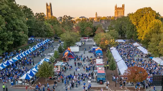 Fans attend DevilsGate prior to the 2022 Duke football game against North Carolina at Brooks Field at Wallace Wade Stadium.ate aerial view Alt Text Fans attend DevilsGate prior to the 2022 Duke football game against North Carolina at Brooks Field at Wallace Wade Stadium.