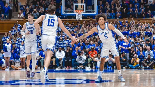 Tyrese Proctor congratulates Ryan Young vs. Georgia Tech 01-13-24 - Duke MBB