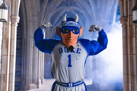 Blue Devil mascot on campus