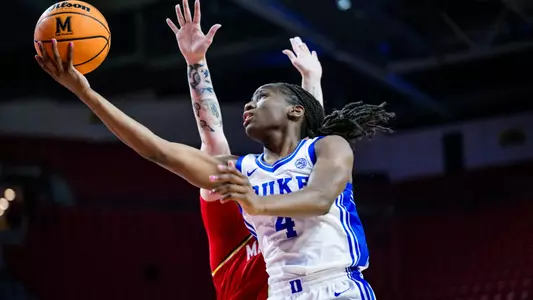 Jadyn Donovan goes up for the reverse layup at Maryland