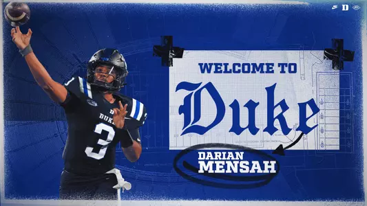 A graphic showing Darian Mensah has joined Duke football.
