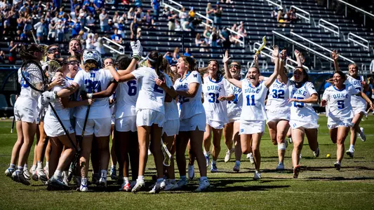 Duke celebrates a win over No. 8 Virginia