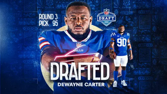 Former Duke defensive tackle DeWayne Carter was selected in the third round of the 2024 NFL Draft by the Buffalo Bills.