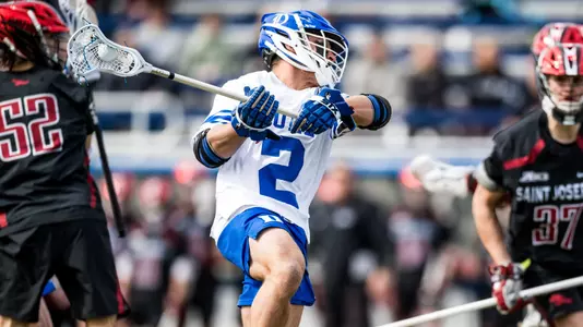 Duke men's lacrosse Andrew McAdorey takes right-handed shot