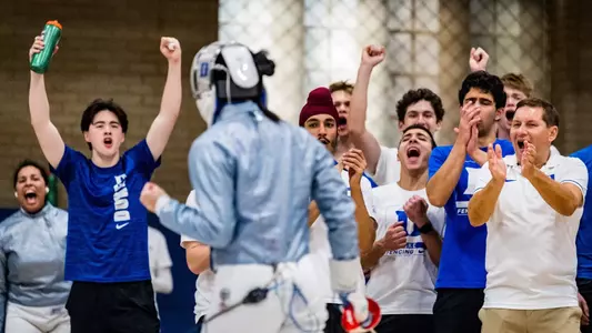 Duke and North Carolina fenced in Card Gym.