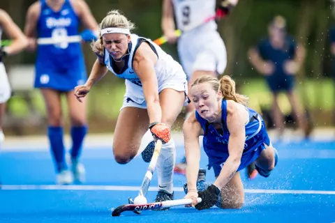 September 21, 2025: The Duke Blue Devils Field Hockey Team wins 2-0 against University of California Golden Bears.