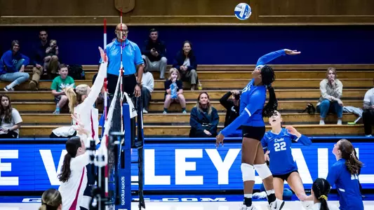 October 26, 2025: The Duke Blue Devils Volleyball team wins 0-0 against Notre Dame Fighting Irish.