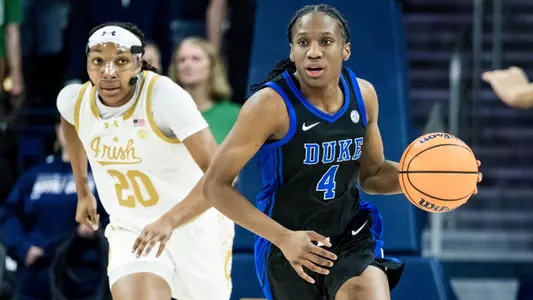 Jadyn Donovan dribbles up the court at Notre Dame