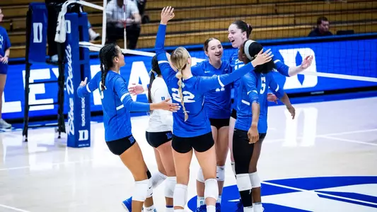 October 26, 2025: The Duke Blue Devils Volleyball team wins 0-0 against Notre Dame Fighting Irish.