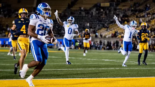 Duke running back Nate Sheppard scores his second touchdown during the Blue Devils' 45-21 victory at Cal on October 4, 2025.