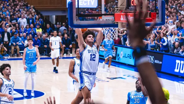 Cameron Boozer dunks the ball against Indiana State