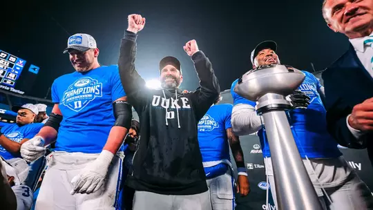 Duke celebrated its first outright ACC Championship since 1962 following its thrilling 27-20 overtime victory versus No. 16 Virginia on December 6, 2025.
