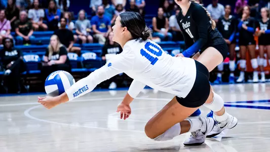 September 10, 2025: The Duke Blue Devils Volleyball team wins 0-0 against the Utah Valley Wolverines in the Morgan’s Message game.