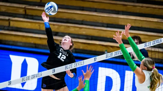 September 10, 2025: The Duke Blue Devils Volleyball team wins 0-0 against the Utah Valley Wolverines in the Morgan’s Message game.