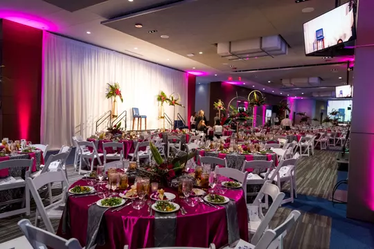 The DeJoy Family Club in Blue Devil Tower set up to host the 2019 NGWSD banquet