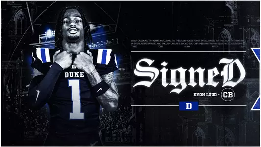 A graphic showing cornerback Kyon Loud has joined the Duke football program for the 2026 season.
