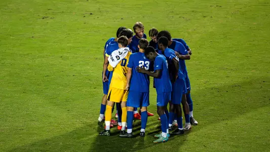 Duke men's soccer huddle