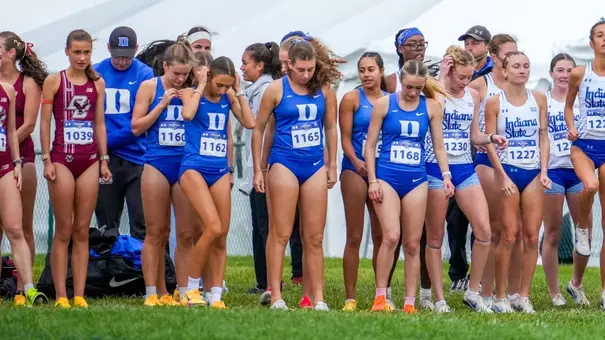 Duke Women's cross country at start line of Pre-Nationals